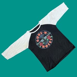 Guns N’ Roses baseball style slightly cropped band T shirt 3/4 sleeves